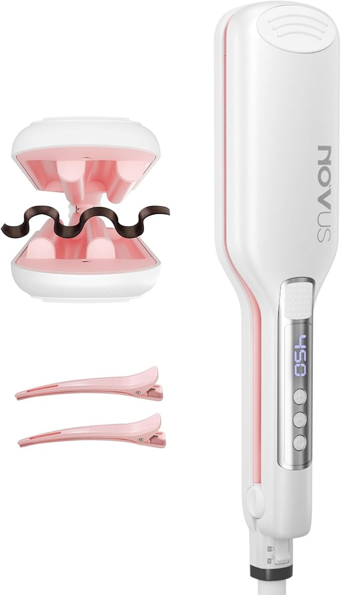 NOVUS Hair Crimper Waves and 4-Barrel Wave Curling Iron, Shallow Wave Hair Curlers Hot Tool with ... | Amazon (US)
