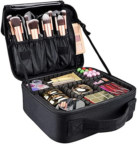 GZCZ Travel Makeup Bag 10.4 Inches Makeup Train Case Portable Artist cosmetic bag with Adjustable... | Amazon (US)