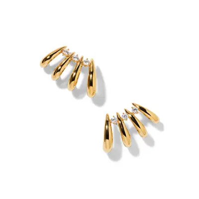 Nadri Pisa Hoop Climber Earrings in Rhodium at Nordstrom | Nordstrom