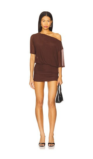 superdown Olya Mini Dress in Chocolate. - size L (also in M, S, XL, XS) | Revolve Clothing (Global)