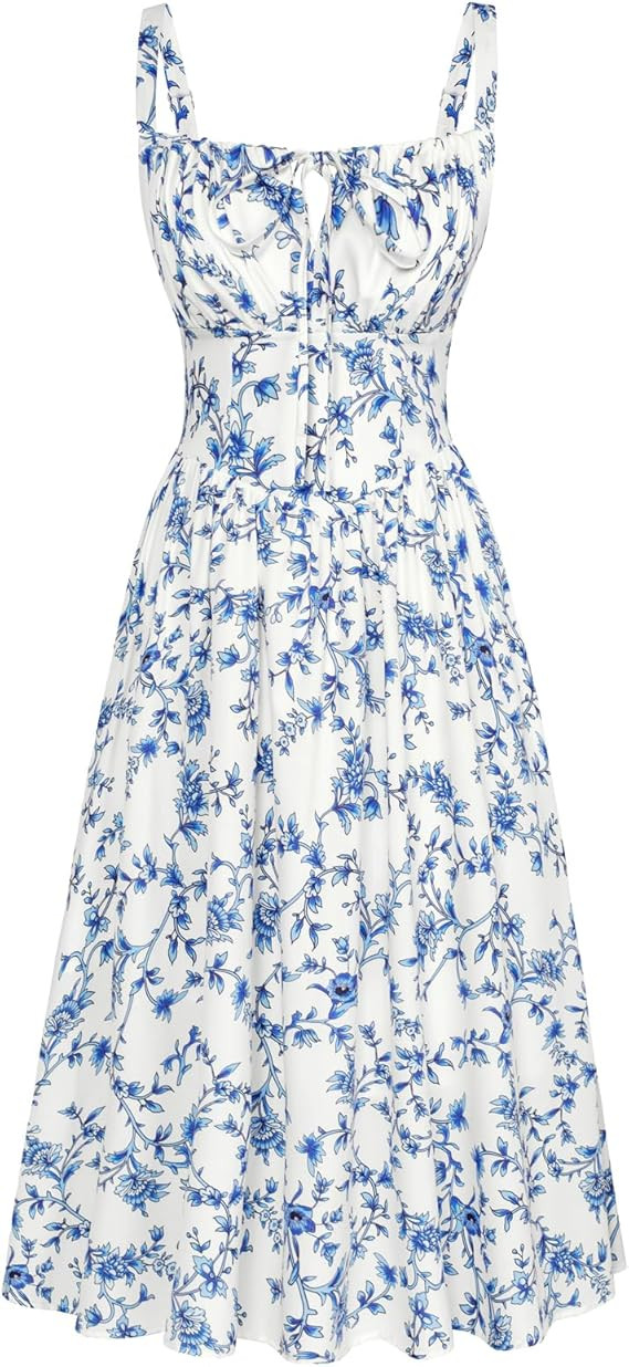 SCARLET DARKNESS Women's Floral Midi Dress Corset Sundresses 2026 Summer Spring Vacation Milkmaid... | Amazon (US)