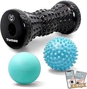 Tumaz Massage Ball & Foot Roller 3-in-1 Set with Spiky Ball, Lacrosse Ball, Massage Roller - Ergo... | Amazon (US)