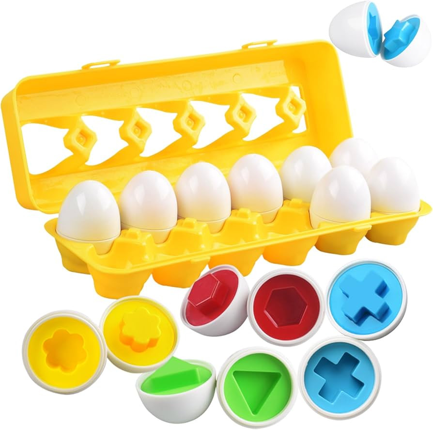 CPSYUB Matching Eggs Toys Color & Shape Recognition Sorter Puzzle, Montessori Toys for Baby Easte... | Amazon (US)