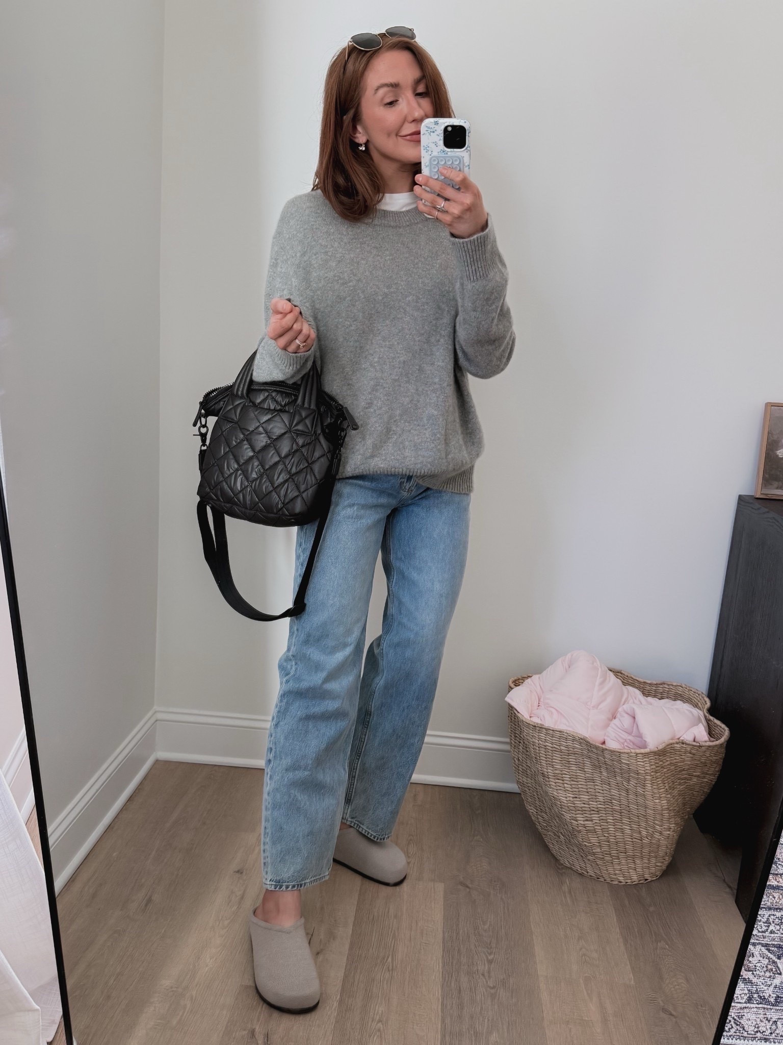 Today’s errands OOTD (I sized up in the sweater, jeans fit tts, shirt fits oversized so get your true size, go down 1/2 in shoes)! 

 @Quince @Aritzia @rothys @Electric Picks Jewelry 



#LTKmomlife #LTKgrwm #LTKootd