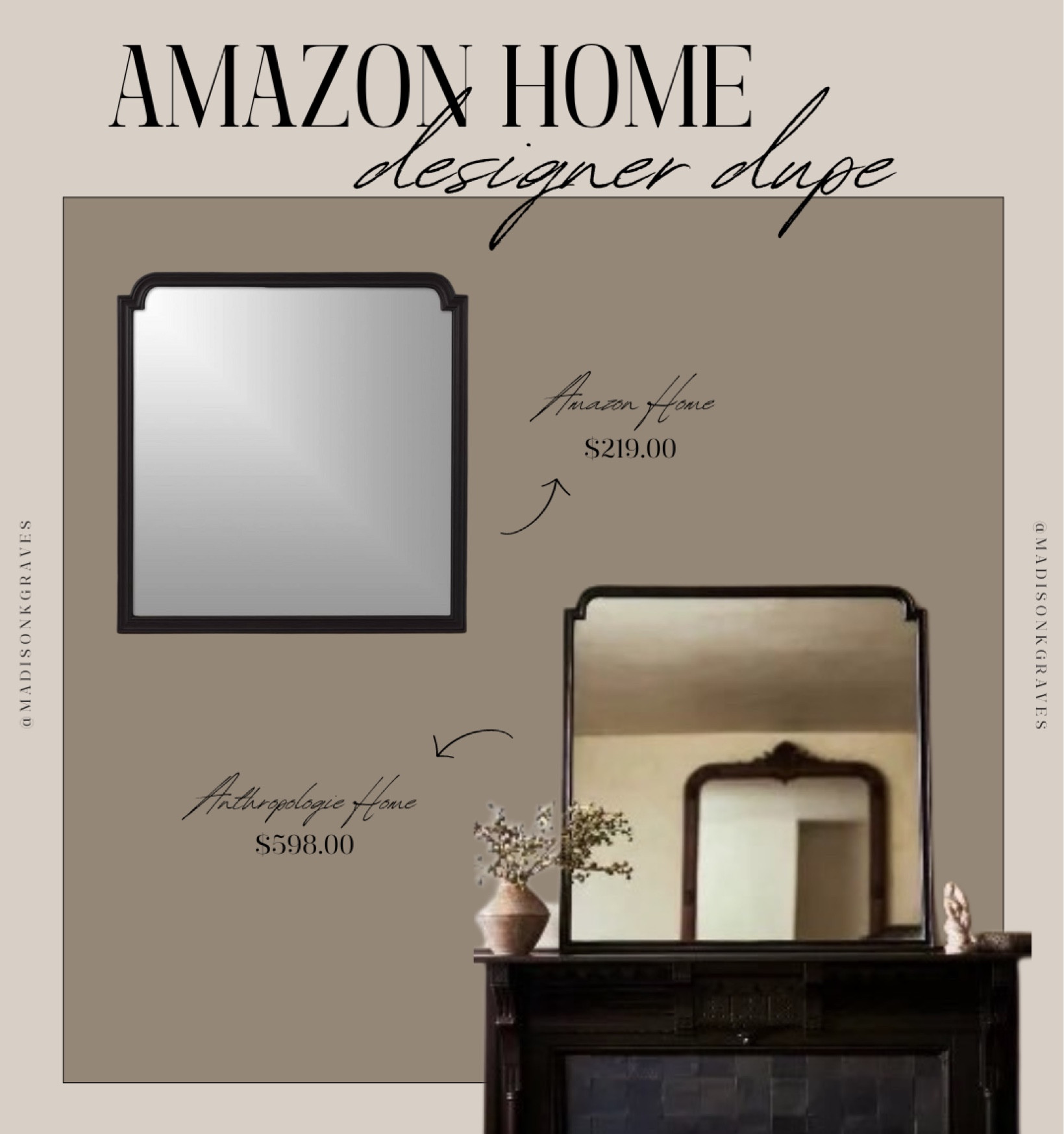 Amazon Home Designer Dupe - this gorgeous Amazon mirror is inspired by Anthropologie’s classic Aperture Mirror and is more than 50% cheaper! A great dupe for a fraction of the cost. 

Amazon, Amazon home, Amazon decor, Anthro home, Anthropologie, mirror, shelf styling, McGee and co, pottery barn, designer dupe, affordable home decor, 

#LTKU #LTKsalealert #LTKhome