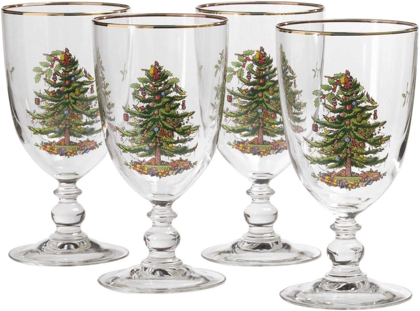 Spode Christmas Tree 16-Ounce Pedestal Goblets | Amazon (US)