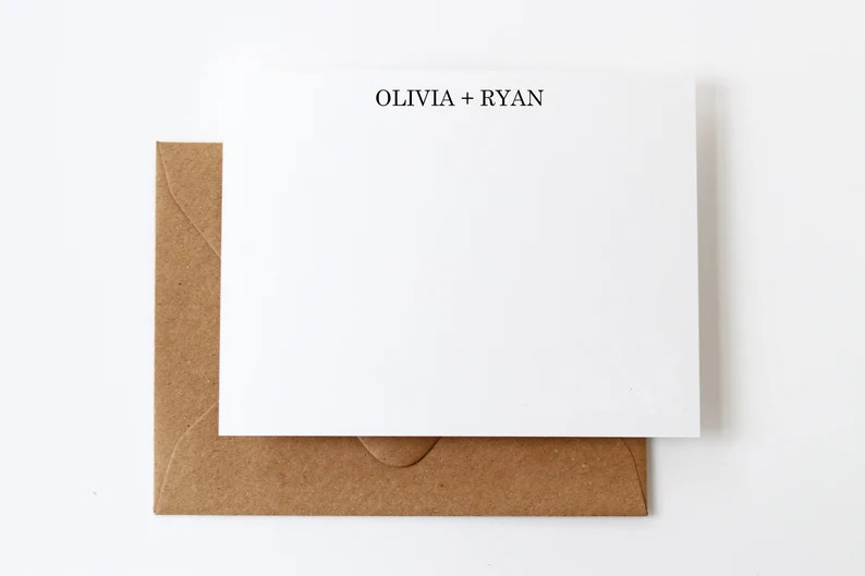 Traditional Stationery for Couples | Personalized Wedding Stationary with Plus Sign and All Capit... | Etsy (US)