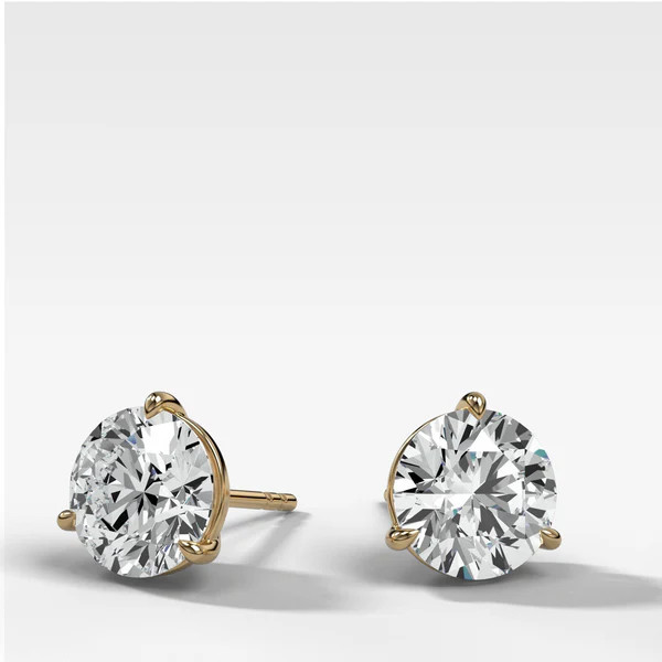 Round Cut Single Point Prong Diamond Studs | Good Stone