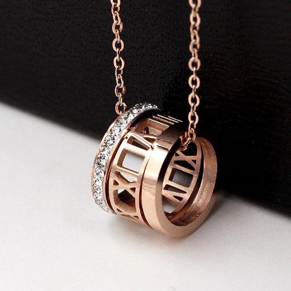 Roman Numerals Charm Necklace - Stainless Steel | Pearls And Rocks