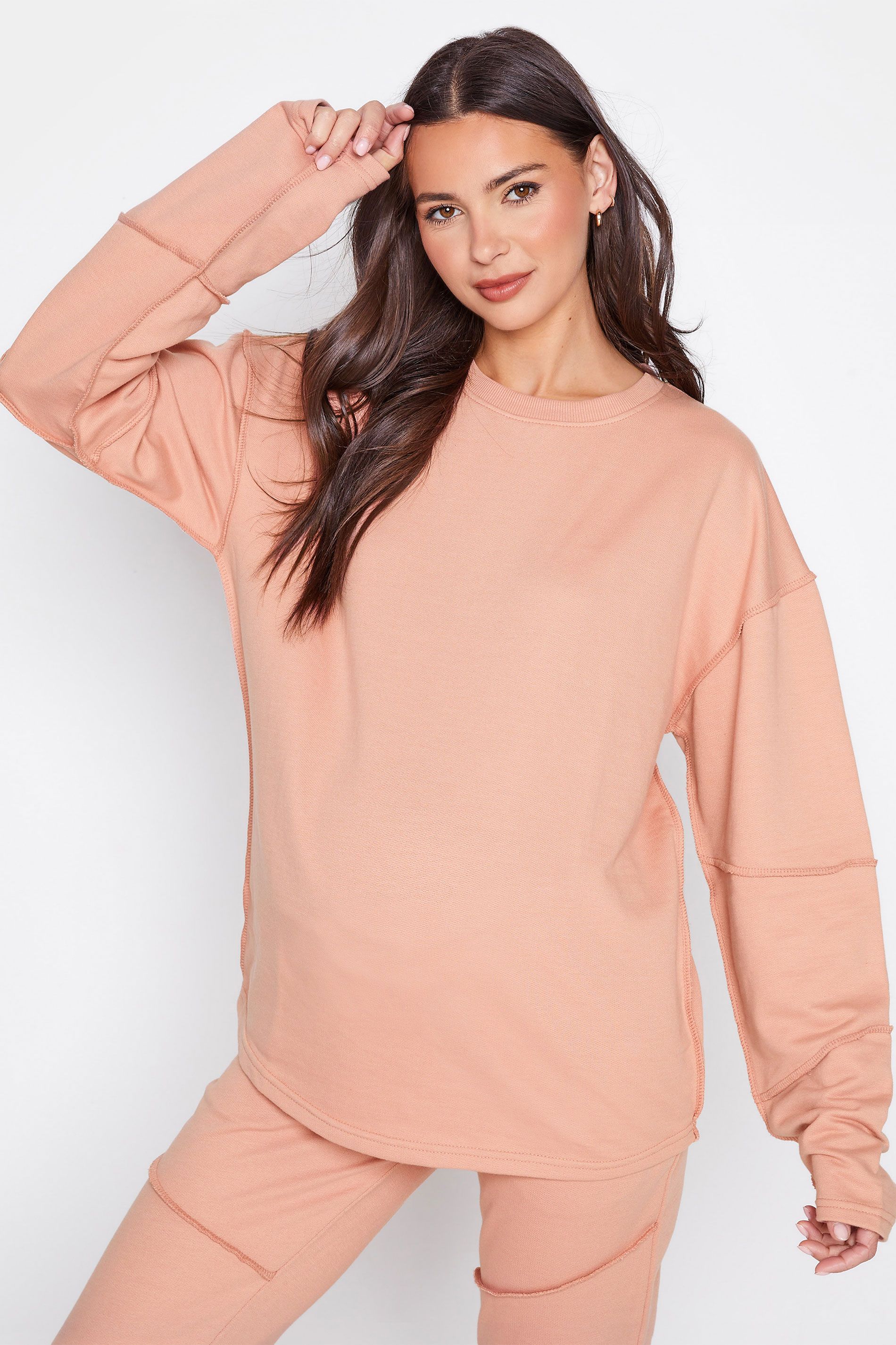 LTS Tall Maternity Pink Exposed Seam Lounge Set | Long Tall Sally