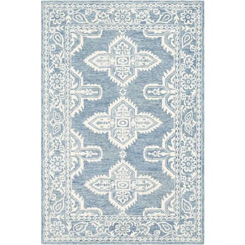 Surya Granada 6 x 9 Aqua Indoor Medallion Global Handcrafted Area Rug Lowes.com | Lowe's