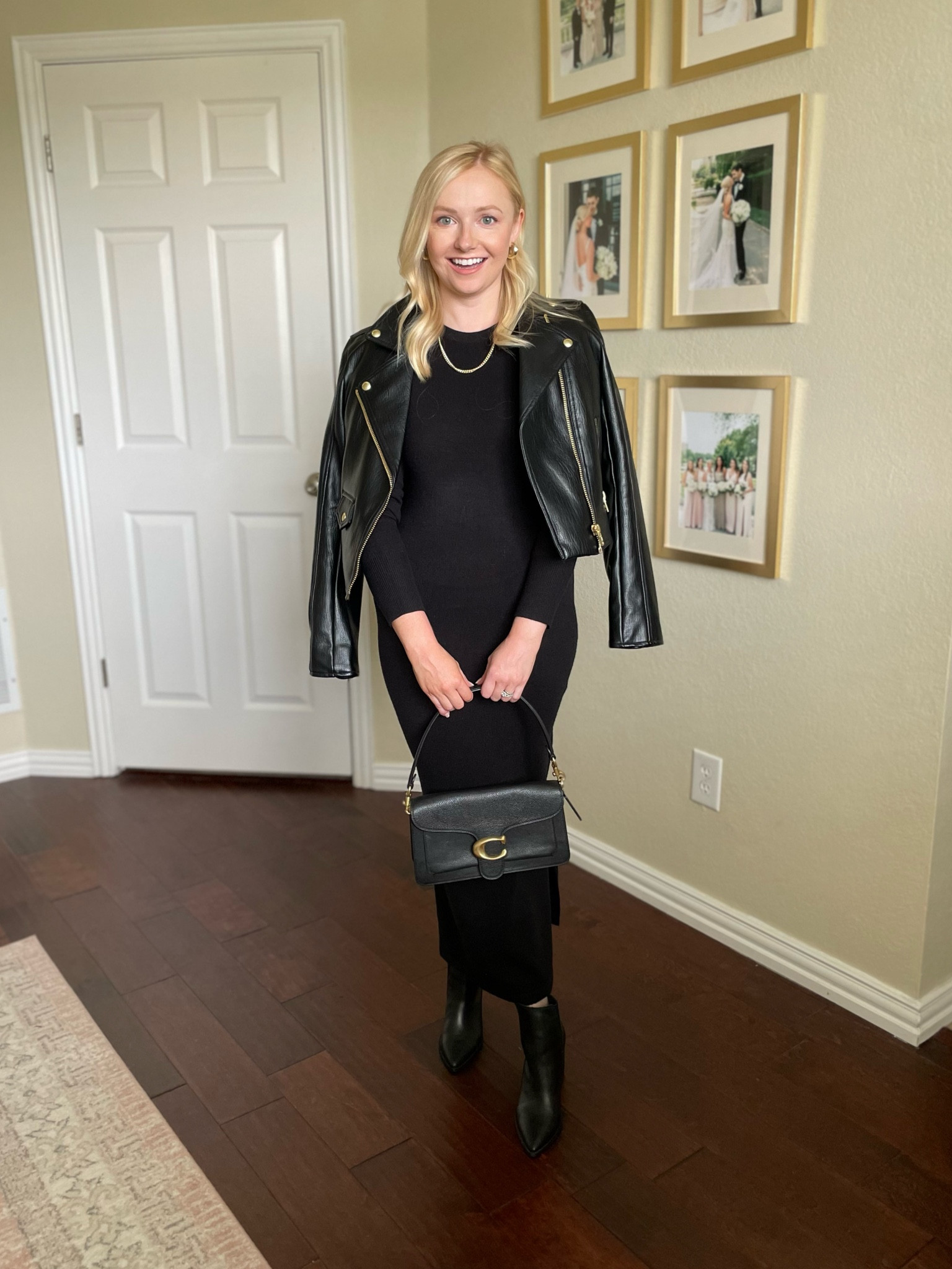Dress and jacket are old, but linked similar options! | sweater dress, black dress, fall dress, fall outfit, fall date night outfit, leather moto jacket, leather jacket 

#LTKfindsunder100 #LTKstyletip #LTKSeasonal