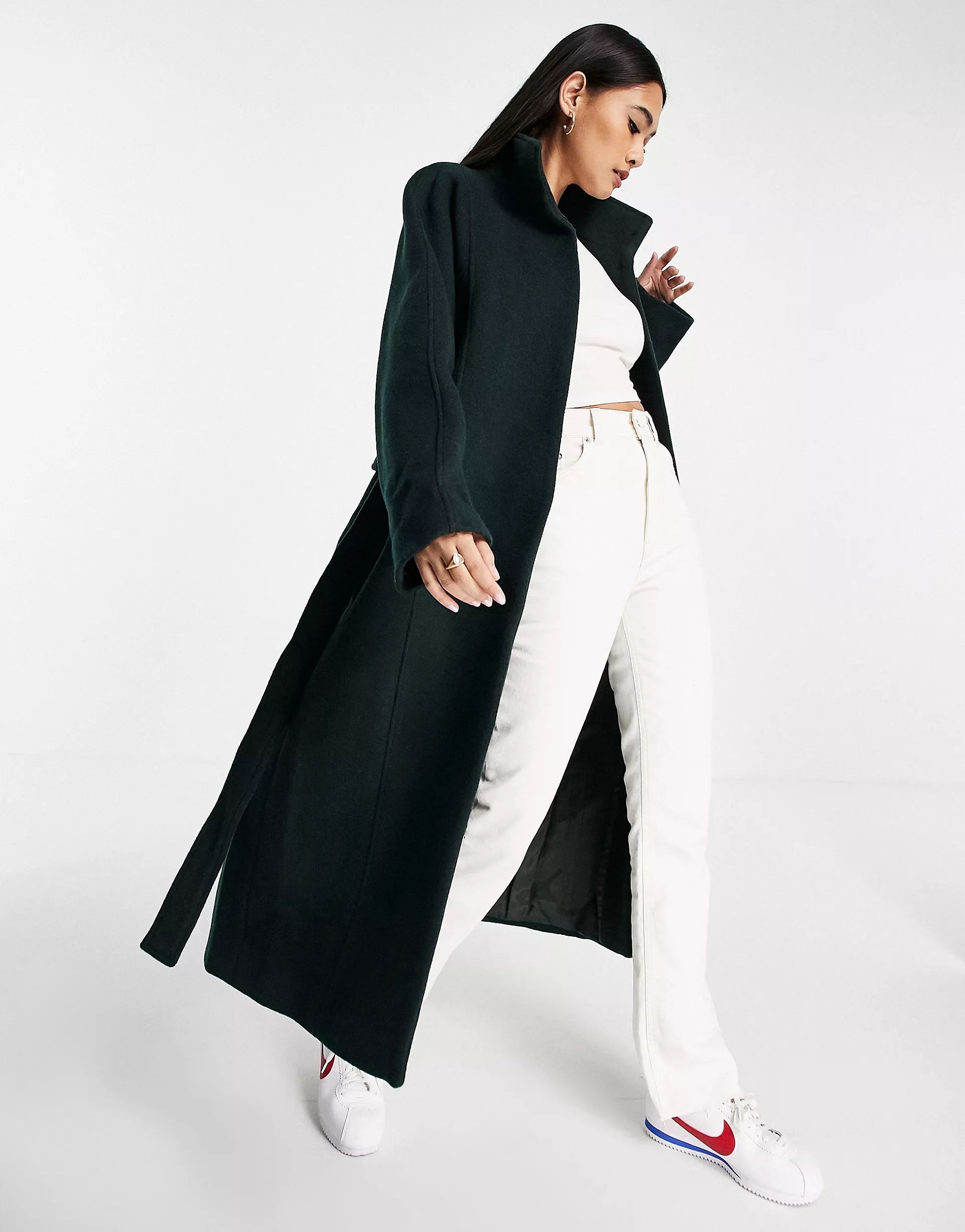 & Other Stories wool blend belted coat in forest green - MGREEN | ASOS (Global)