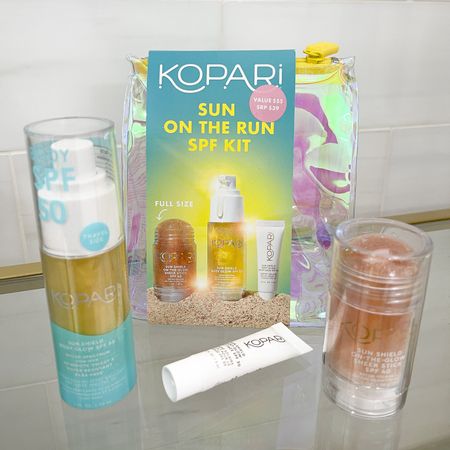 Travel size Spring Break Essentials 
Best way to try Kopari best sellers 
Sunscreen stick 
Face sunscreen 
Shimmer sunscreen 
SPF 50 
Summer time glow  

#LTKbeauty #LTKover40 #LTKSeasonal