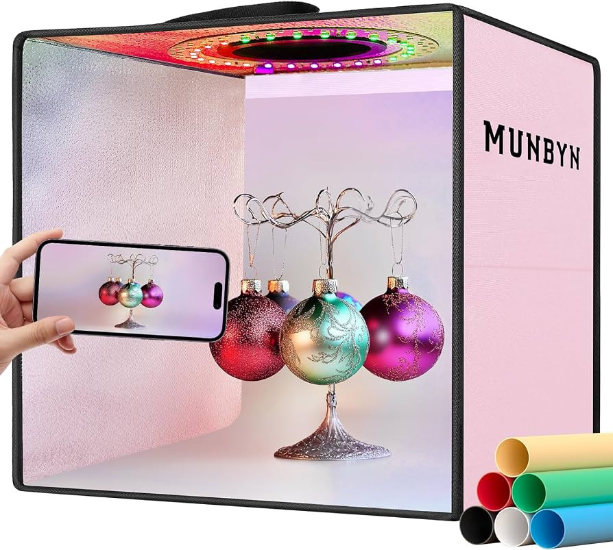 MUNBYN Light Box Photography, Portable Photo Studio Box 12" x 12" Pink Professional Photo Tent Ki... | Amazon (US)