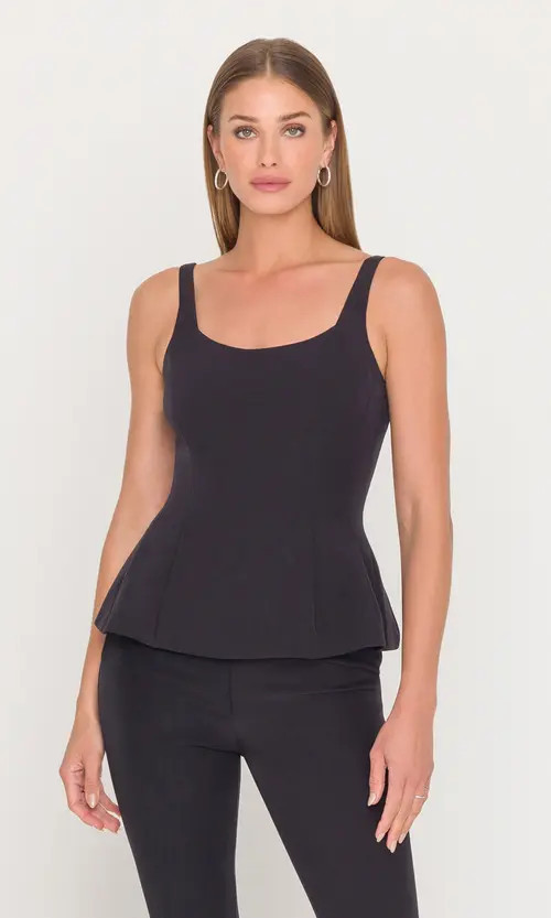 Generation Love Sofia Crepe Peplum Top in Black at Nordstrom, Size X-Large | Nordstrom