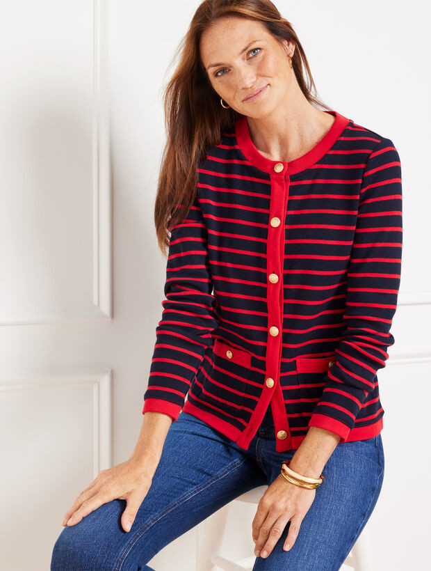 Patch Pocket Cardigan - Delfina Stripe | Talbots