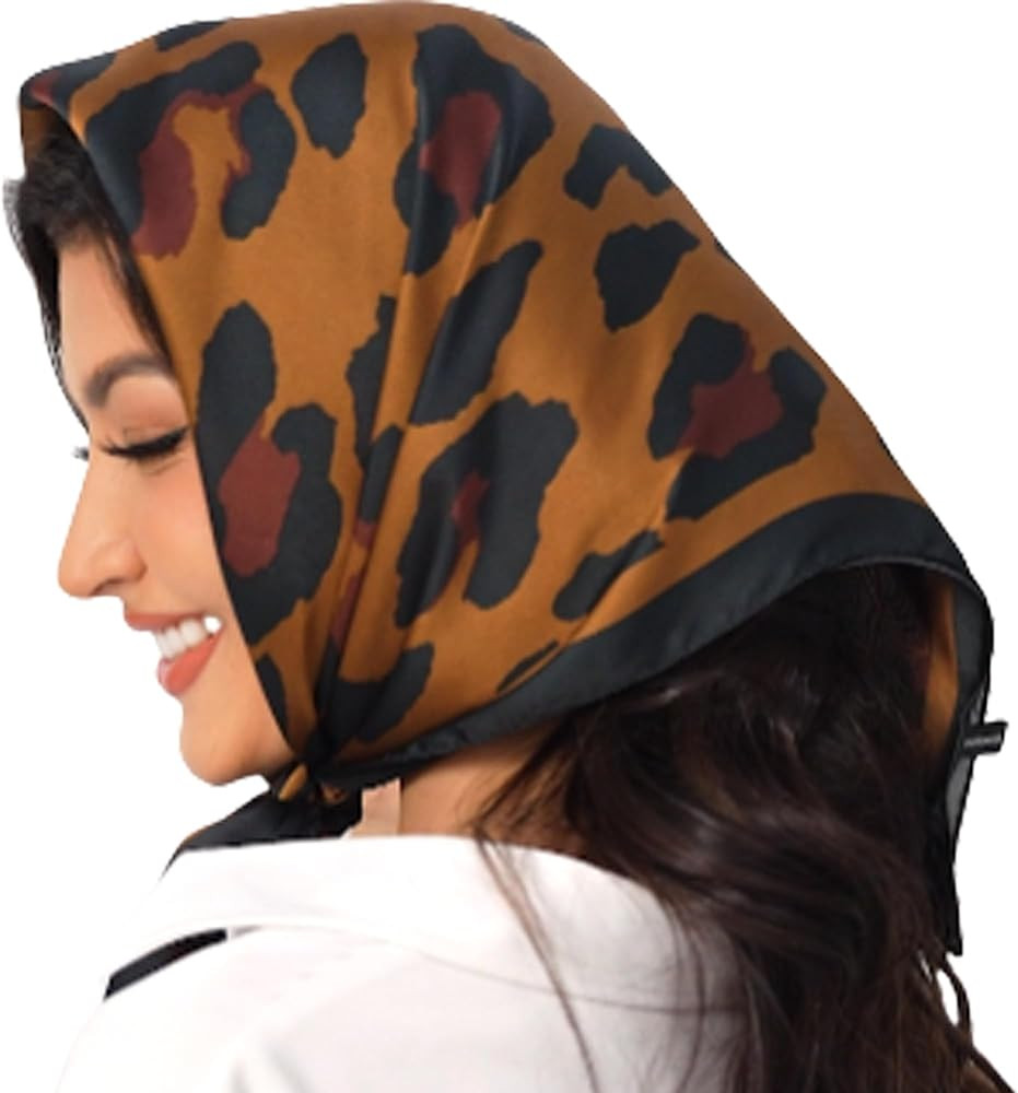Leopard Cheetah Print Head Scarf Women Neckerchief Scarf for Hair Wrapping at Night Bandana Squar... | Amazon (US)
