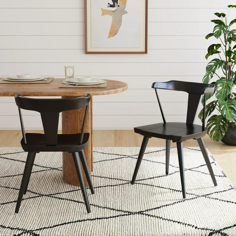 Aero Set of 2 Black Solid Wood Wishbone Dining Chairs by East at Main | Walmart (US)