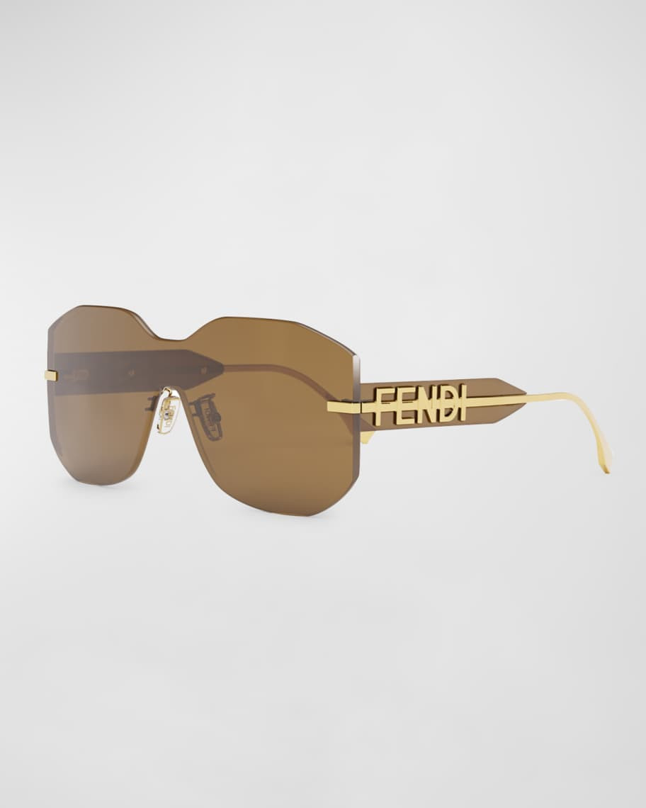 Fendi Rectangular Metal Shield Sunglasses | Neiman Marcus