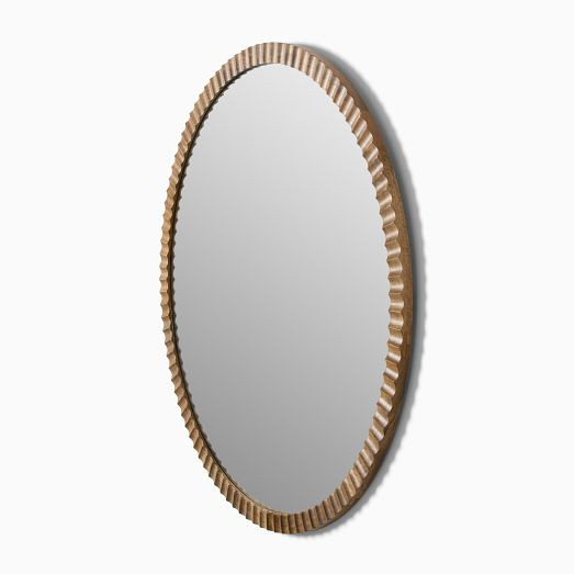 Frida Fluted Wood Round Wall Mirror | West Elm (US)