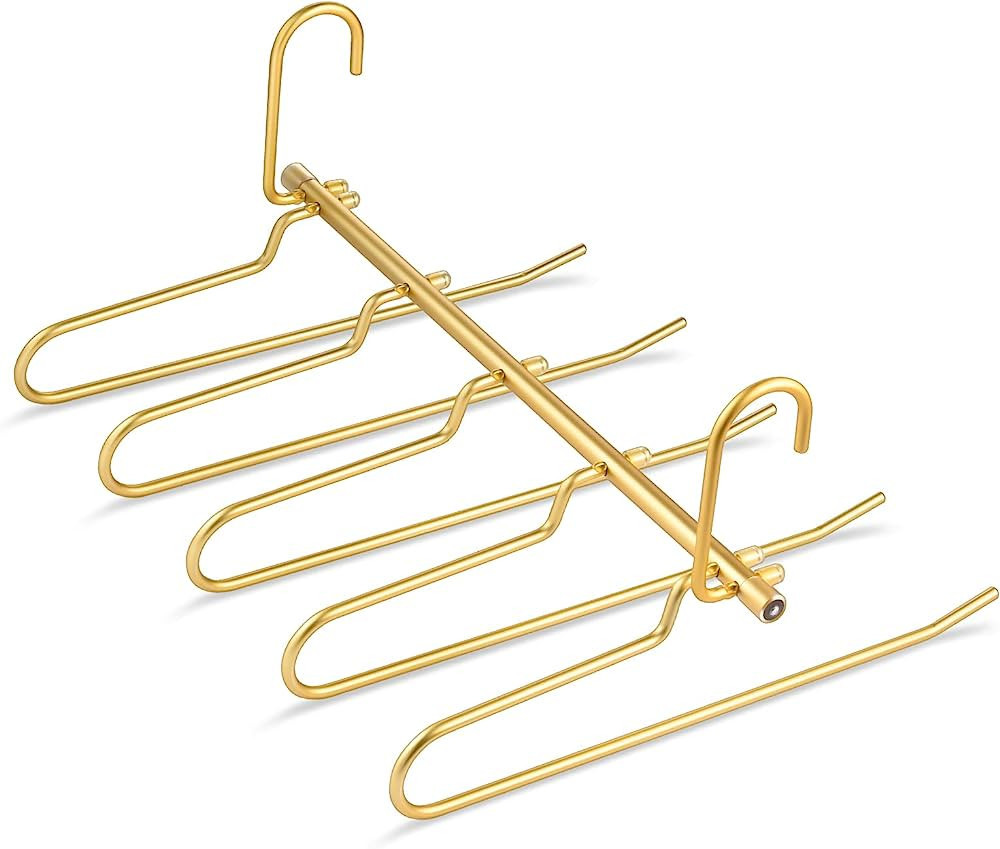 Pants Hangers,CKSD Hangers Space Saving Aluminum Alloy 5 Layers Multi Functional Jeans Hanger Non... | Amazon (US)