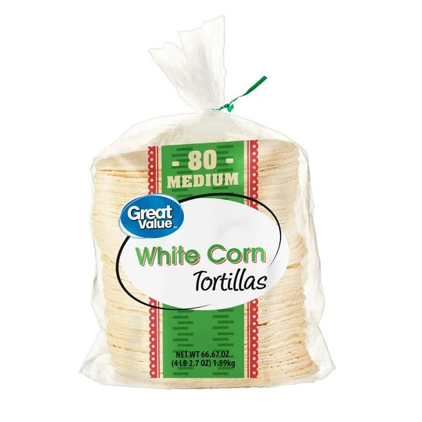 Great Value White Corn Tortillas, 66.67 oz, 80 Count | Walmart (US)
