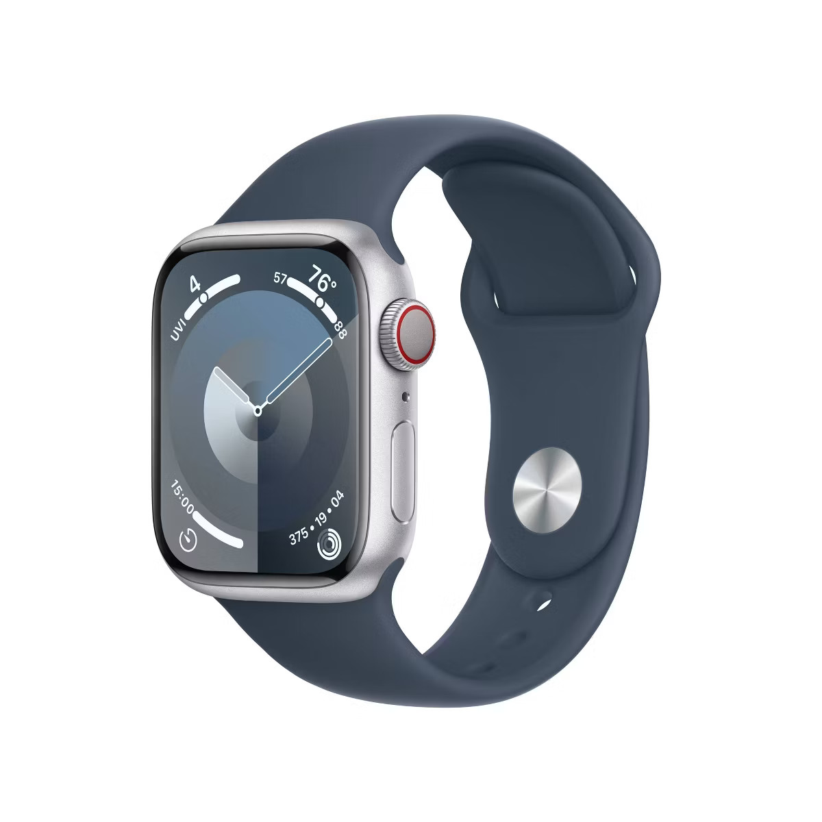 Apple Watch Series 9 GPS + Cellular (2024) 45mm Silver Aluminum Case with Storm Blue Sport Band ... | Target