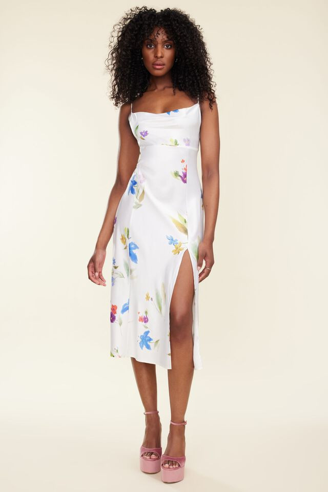 Josie Cowl Neck Midi Slip Dress $69.95 | Dynamite Clothing