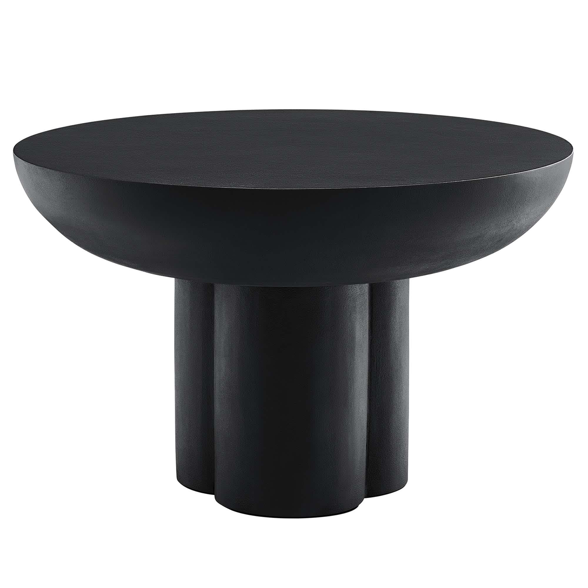 Modway Caspian Round Concrete Coffee Table in Black one_size | EEI-6760-BLK | Lowe's