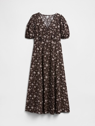 Puff Sleeve V-Neck Maxi Dress | Gap Factory