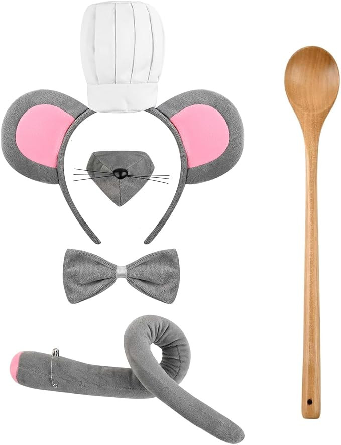 5 Pcs Mouse Costume Set Include Mouse Ears Headband Nose Bowtie Tail and Spoon for Halloween Part... | Amazon (US)