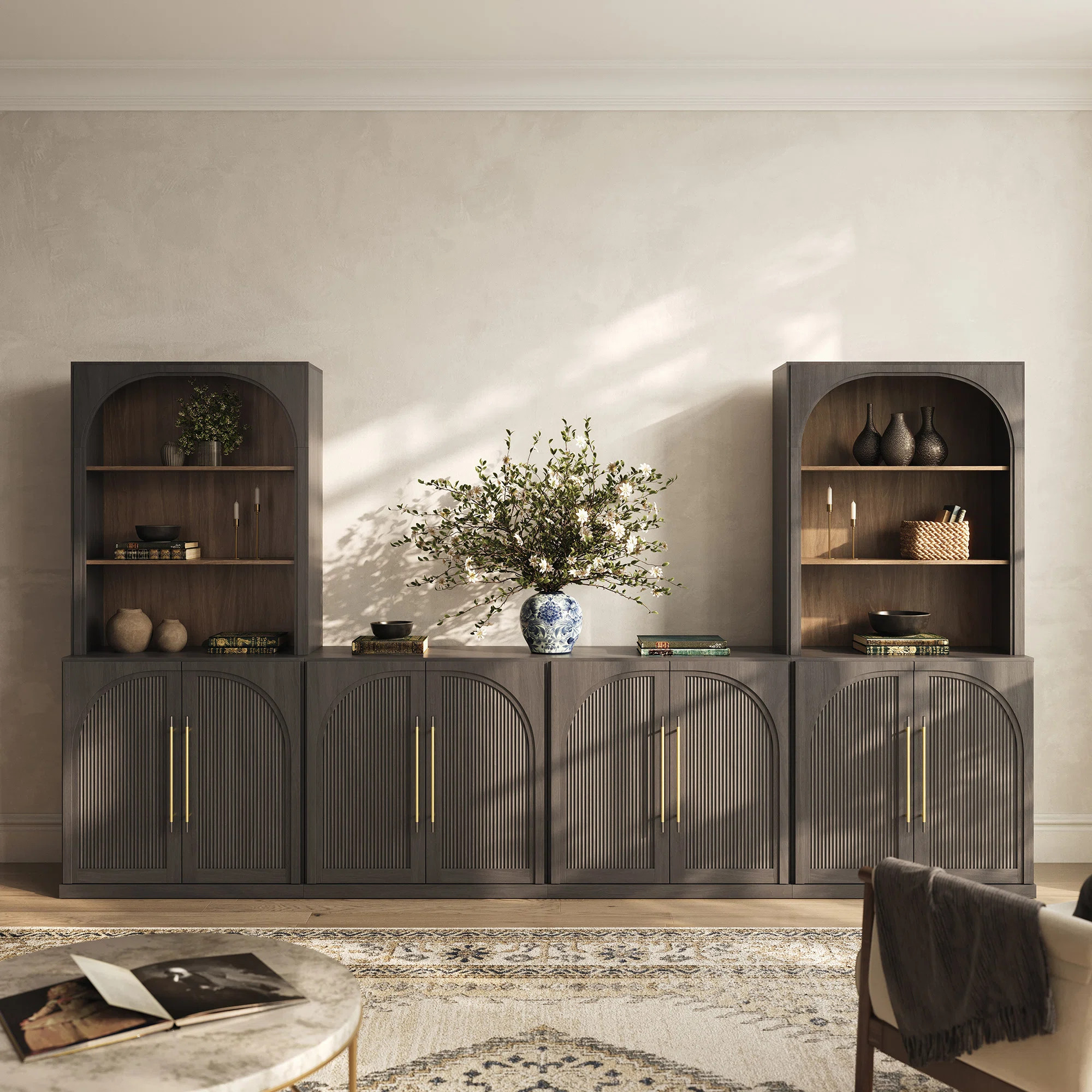 6-Piece Modular TV Stand Set Jagger Series 1B2G, Camel | Wayfair North America