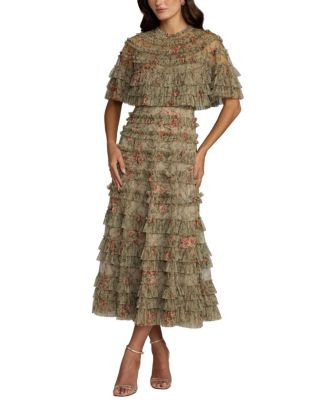 Women's Floral Ruffle Midi Dress With Cape | Bloomingdale's (US)