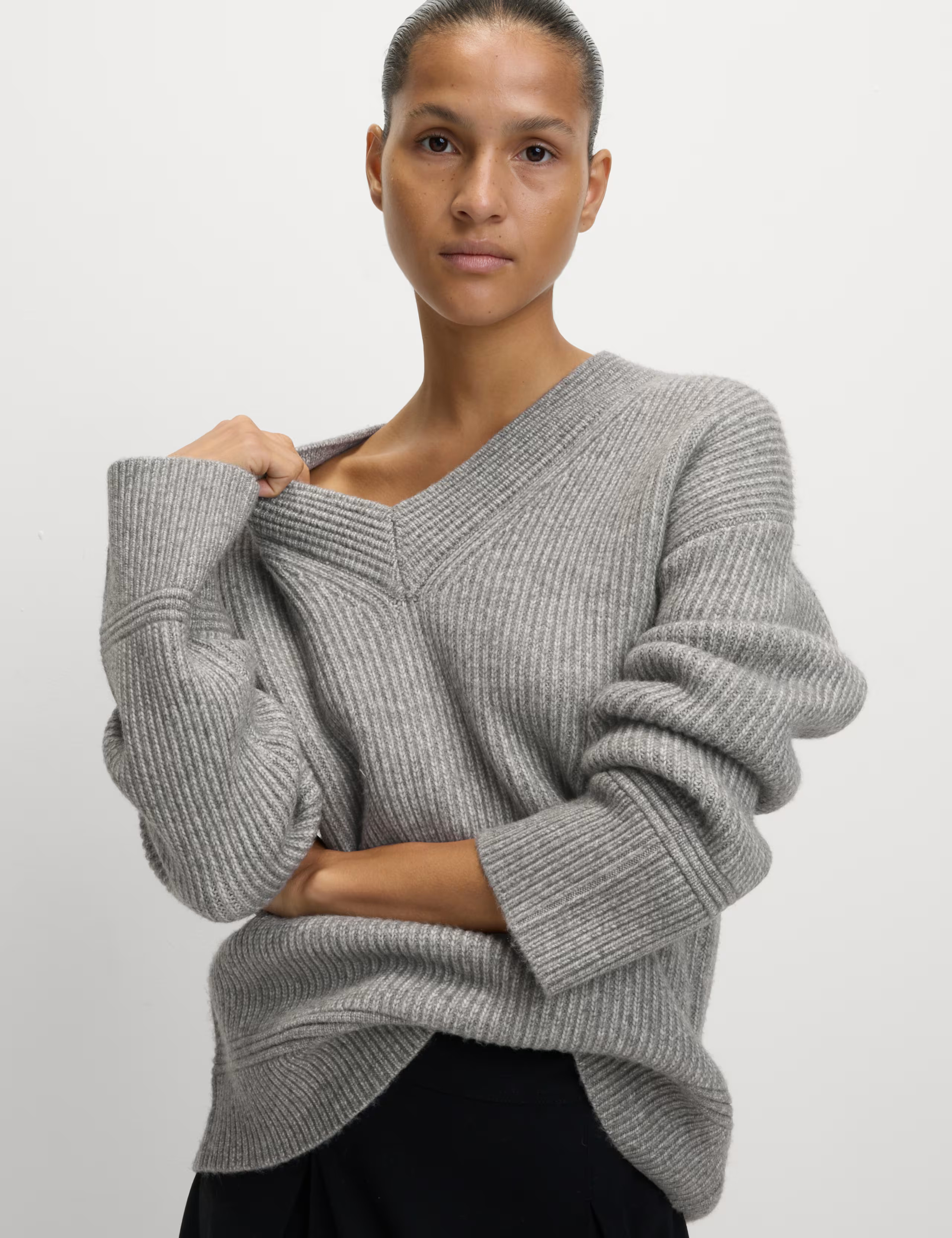 Cloud-Yarn Ribbed V-Neck Jumper | M&S Collection | M&S | Marks & Spencer (UK)