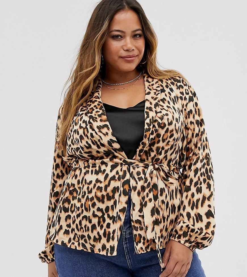 AX Paris Plus red leopard print soft jacket-Multi | ASOS (Global)