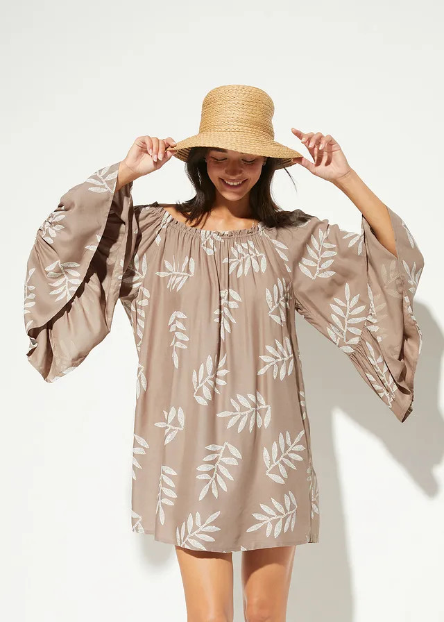 Strandtuniek taupe-wolwit | Bonprix NL (Influencer)