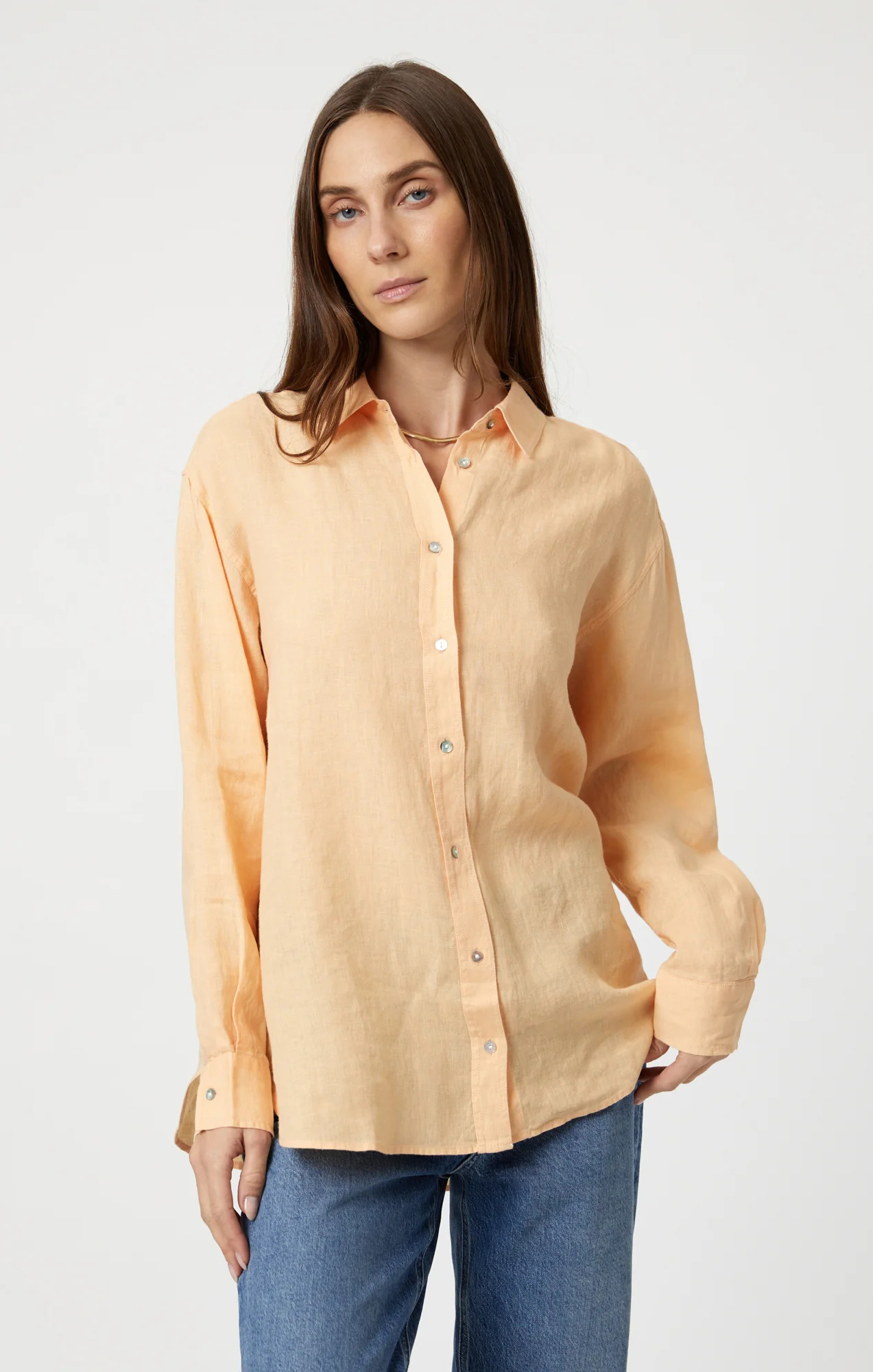 Mavi Women's Linen Button-Up Shirt In Caramel Cream | Mavi CA