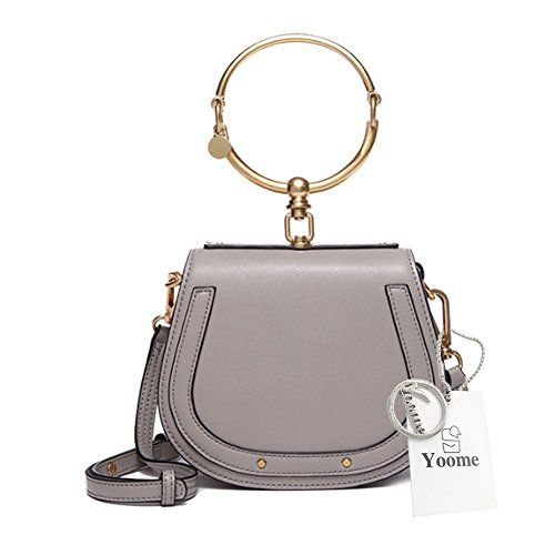 Yoome Elegant Rivets Punk Style Circular Ring Handle Handbags Small Top Handle Handbags And Purses M | Amazon (US)
