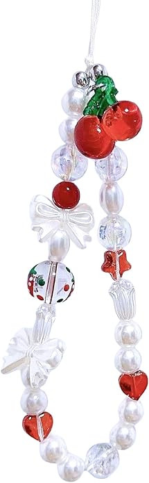 Cherry Phone Charm Cute Cell Strap Charms Bead for String Accessories Beaded Wrist Lanyard Mobile... | Amazon (US)