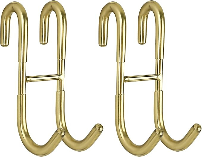 Simtive Squeegee Hooks for Towel Bathroom Frameless Glass Shower Door (2-Pack), Gold | Amazon (US)