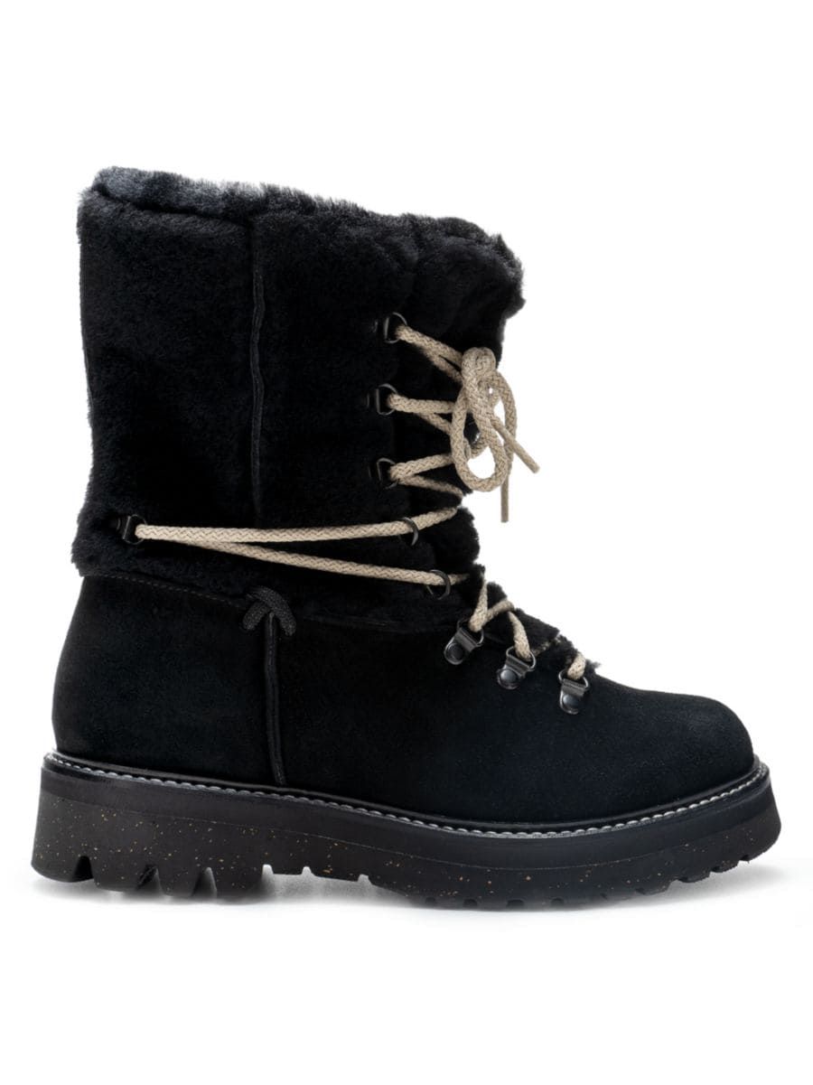 Giada Suede & Shearling Lace-Up Hiker Boots | Saks Fifth Avenue