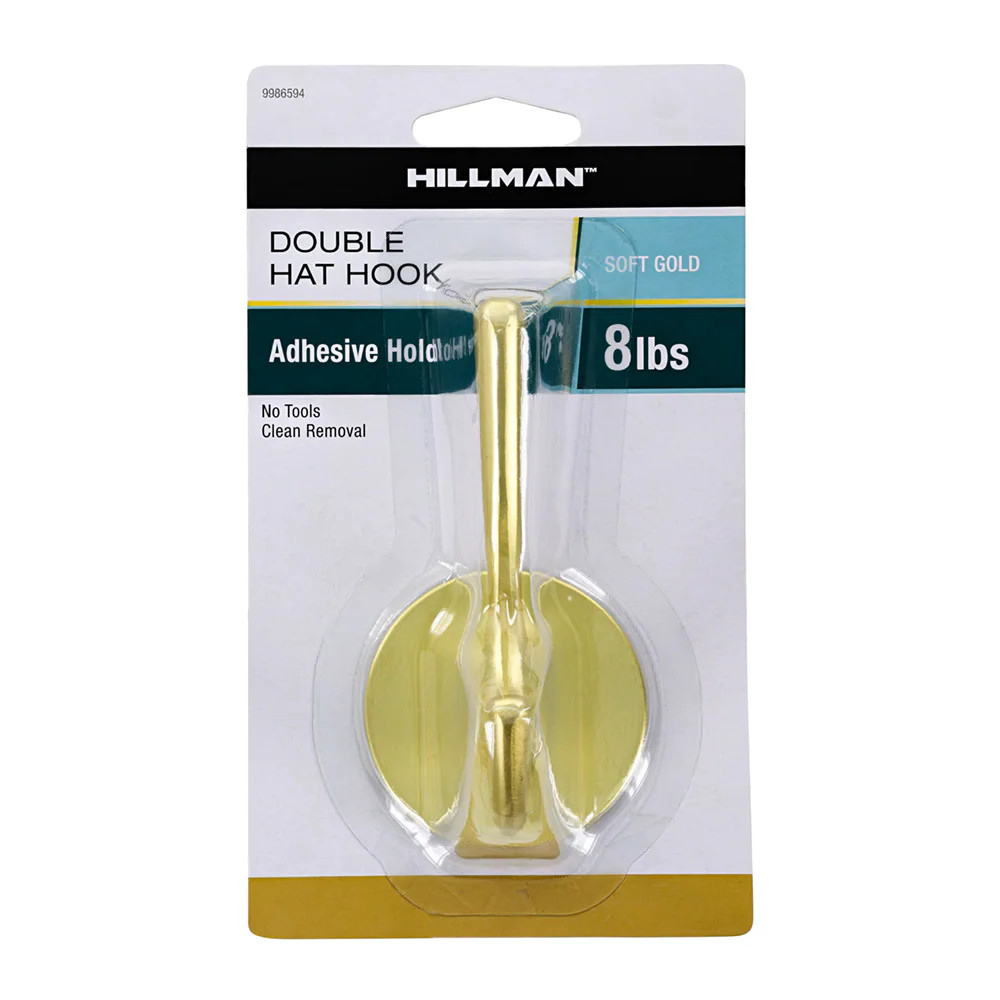 Hillman 2-Hook 2.19-in x 4-in H Soft Gold Decorative Wall Hook (8-lb Capacity) Stainless Steel | 9986594 | Lowe's