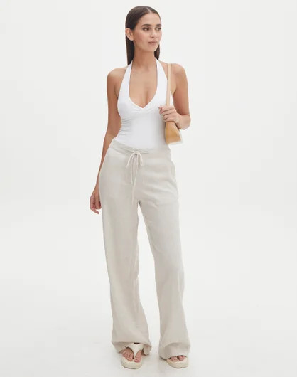 Tie Waist Linen Pant in Head In The Sand/milk | Glassons | Glassons (NZ)