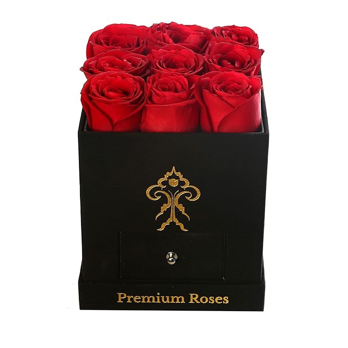 Premium Roses| Real Roses That Last a Year | Fresh Flowers| Roses in a Box (Black Box, Small) | Amazon (US)