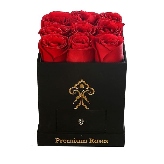 Premium Roses| Real Roses That Last a Year | Fresh Flowers| Roses in a Box (Black Box, Small) | Amazon (US)