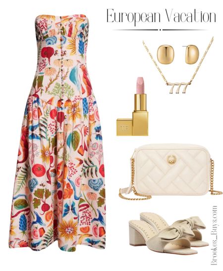 This print dress is so cute! I love this necklace pick your favorite number. #europeanoutfit #summerdress #bowsandal #goldearrings  

#LTKParties #LTKSeasonal #LTKTravel