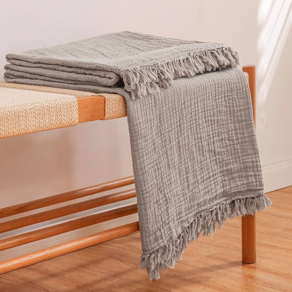 Muslin Throw Blanket for Adults and Kids, 100% Cotton Throw Blanket for All Season Cozy Soft and ... | Amazon (US)