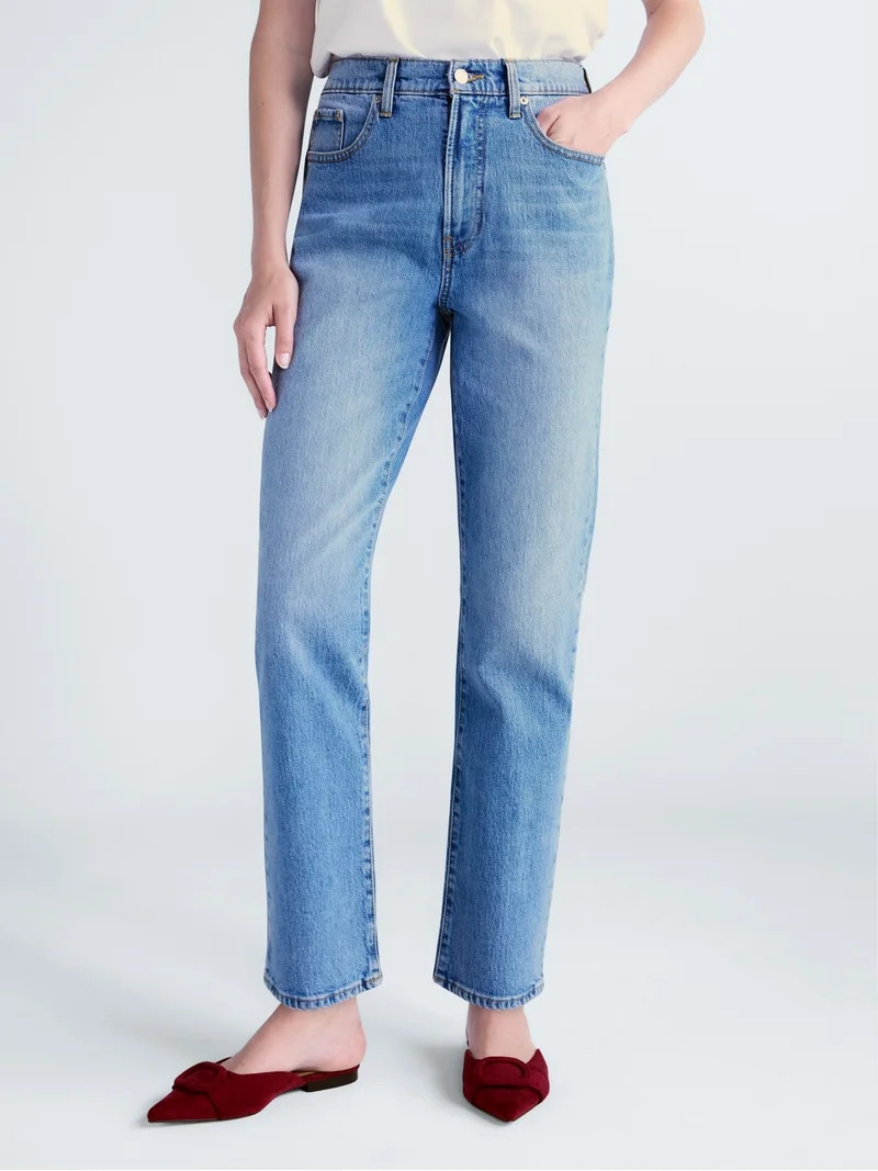 Free Assembly Women's High Rise Straight Leg Jeans, 30" Inseam, Sizes 0-20 | Walmart (US)