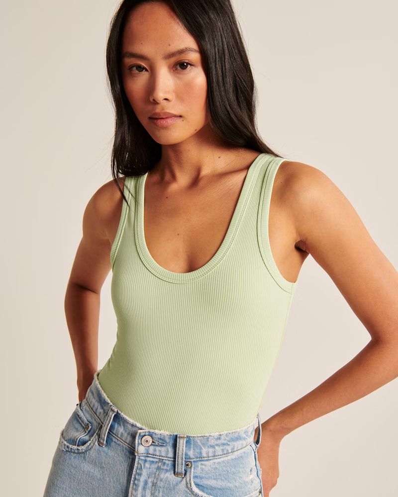 Seamless Rib Fabric Scoopneck Bodysuit | Abercrombie & Fitch (US)